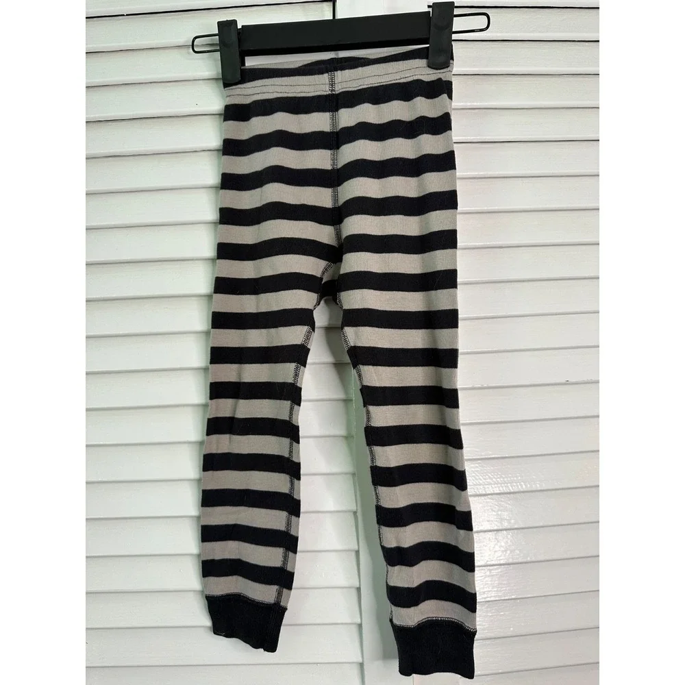 Hanna Andersson Size 100 4-5 Black & Gray Striped Batman Pajamas LJs Cracked